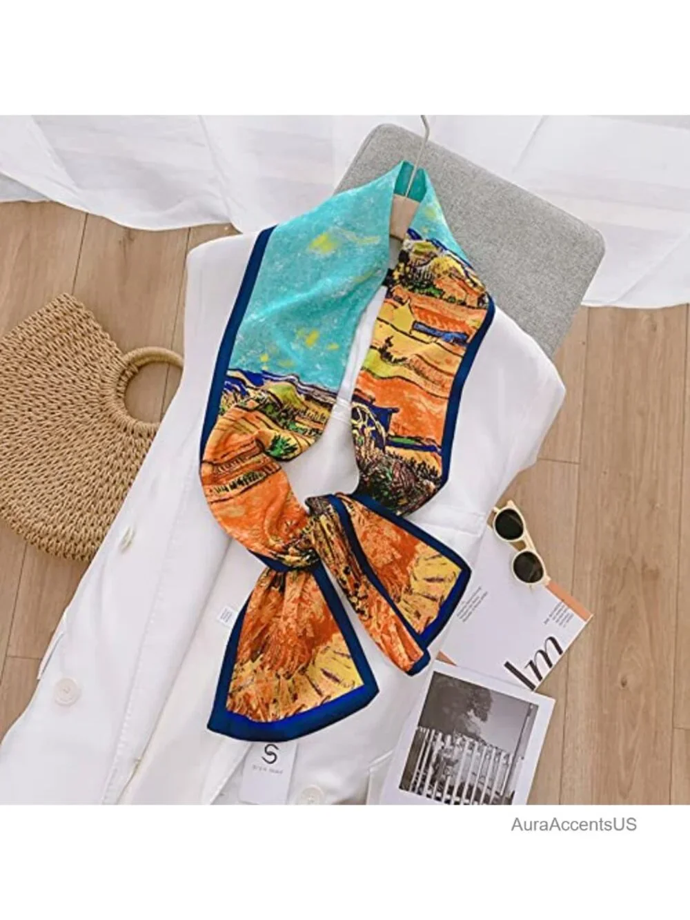 Silky Polyester Fashion Scarf Headband Neck Scarf 59x7 Inches Versatile